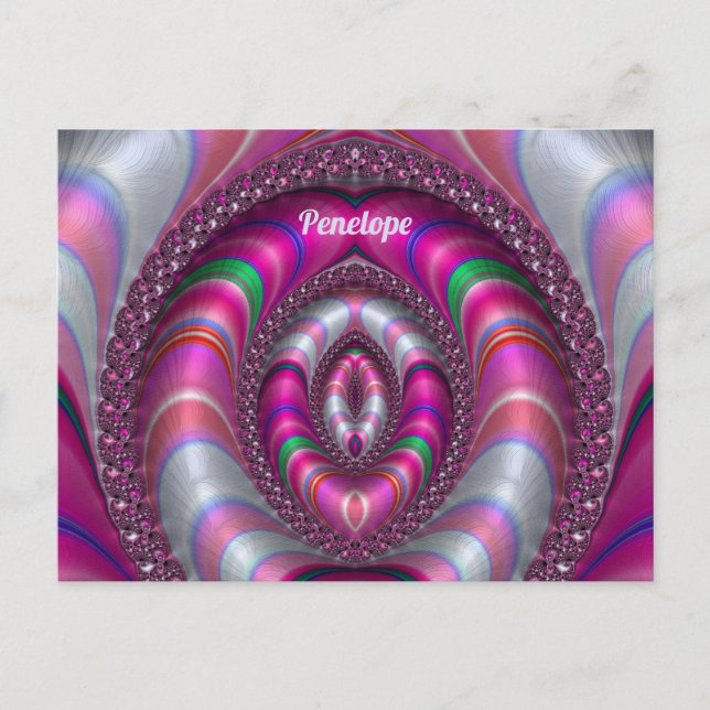 Postal PENELOPE ~ PINK 3D Diseño fractal ~ (Anverso)