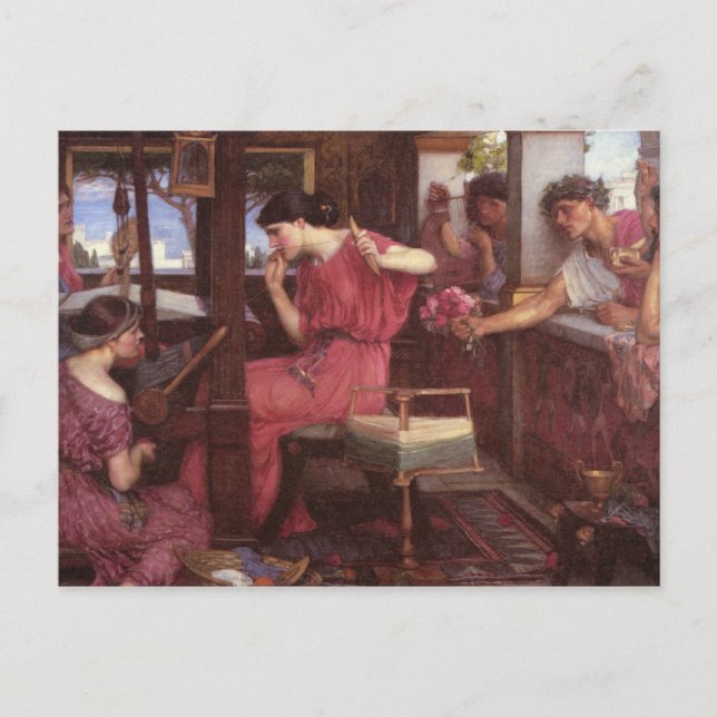 Postal Penelope Y Los Suitores - John William Waterhouse (Anverso)