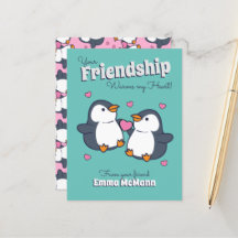 Penguin Classroom Valentine Cute Friendship Card