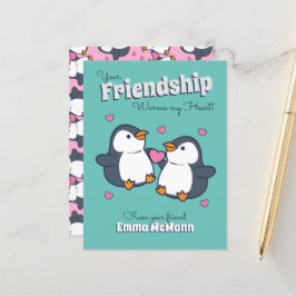 Postal Penguin Classroom Valentine Cute Friendship Card