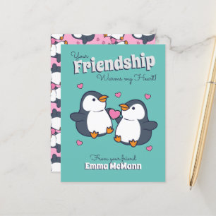 Postal Penguin Classroom Valentine Cute Friendship Card