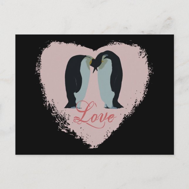 Postal Penguin Love Heart (Anverso)