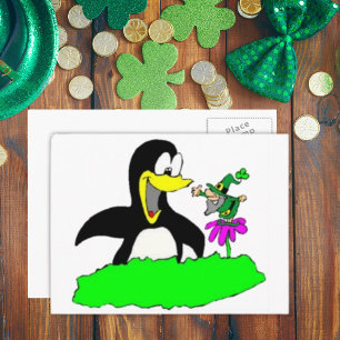 Postal Penguin y Leprechaun