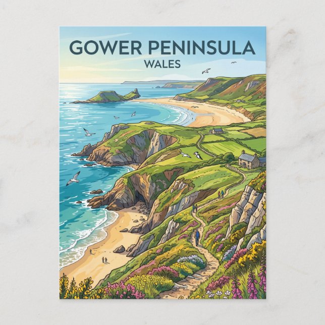 Postal Península de Gower Gales (Anverso)