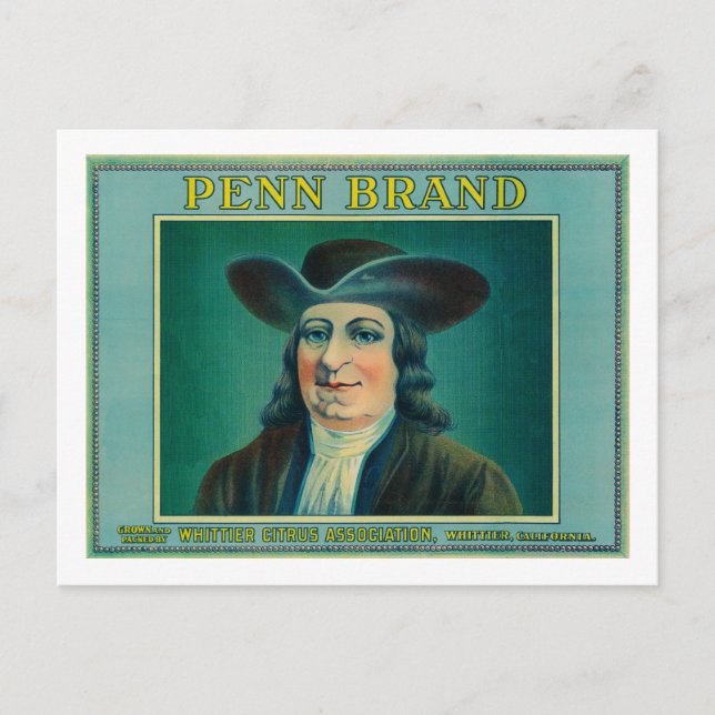 Postal Penn Lemon LabelWhittier, CA (Anverso)