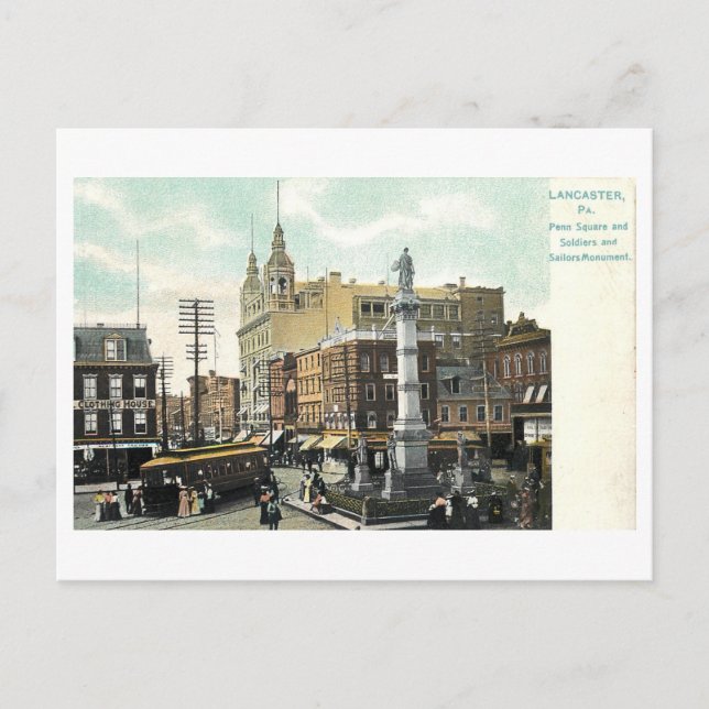 Postal Penn Square antiguo, Lancaster, Pensilvania (Anverso)