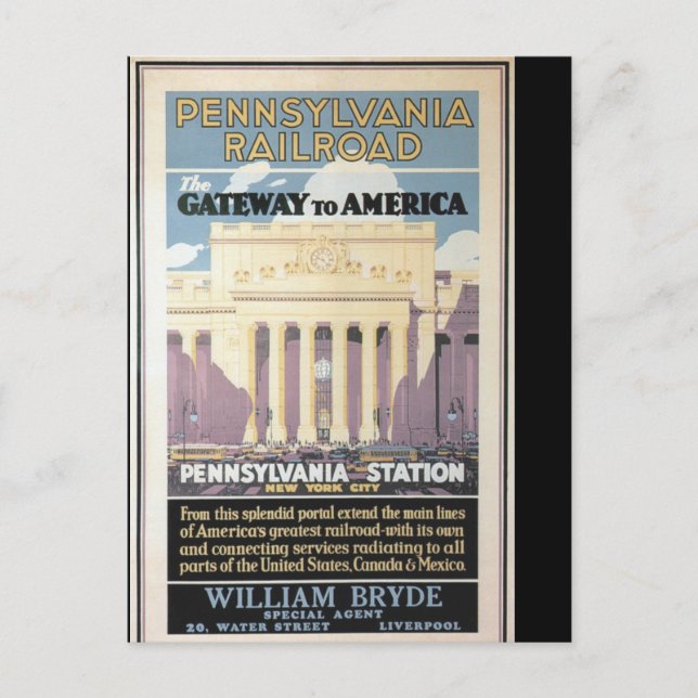 Postal Penn Station, Puerta De Entrada A America 1929 Pos (Anverso)