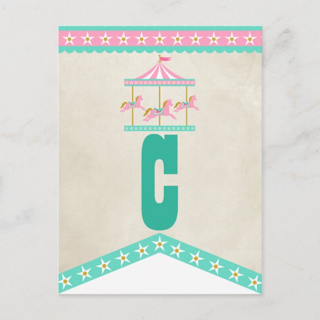 Postal Pennant Bunting de Carousel Birthday Party (Anverso)