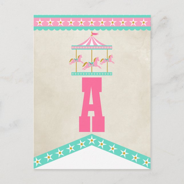 Postal Pennant Bunting de Carousel Birthday Party (Anverso)
