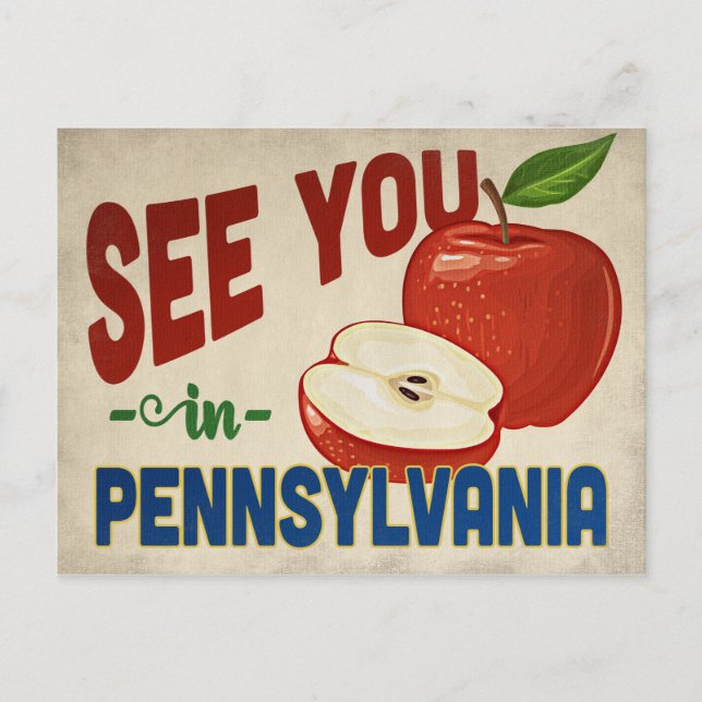 Postal Pennsylvania Apple - Viajes de época (Anverso)