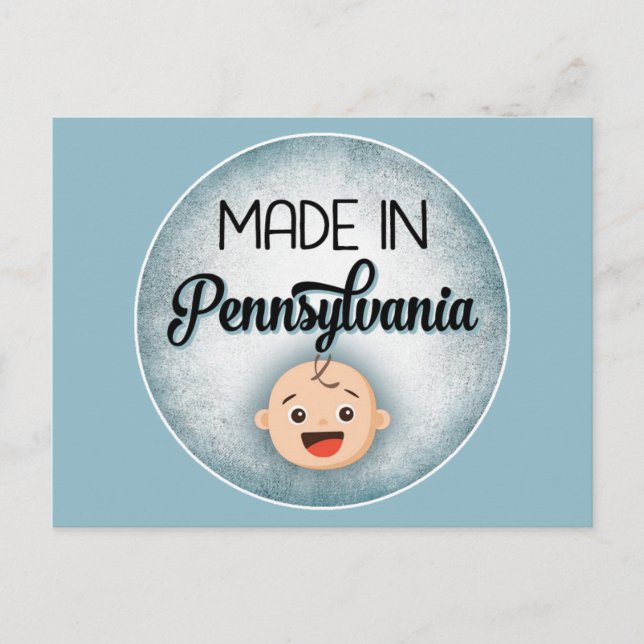 Postal Pennsylvania Baby Funny Blue New Boy Postcard (Anverso)