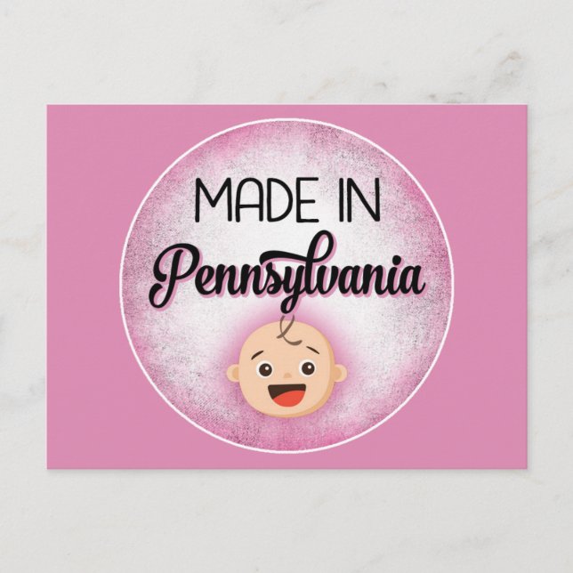 Postal Pennsylvania Baby Funny Pink New Chica Postcard (Anverso)