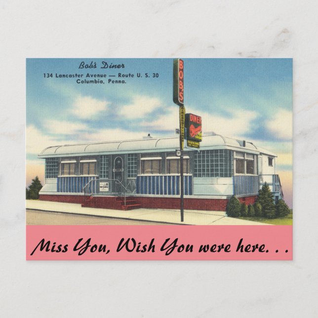 Postal Pennsylvania, Bob's Diner, Columbia (Anverso)
