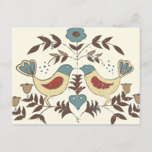 Postal Pennsylvania Dutch Amish Hex Rótulo Bird Americana