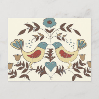 Postal Pennsylvania Dutch Amish Hex Rótulo Bird Americana