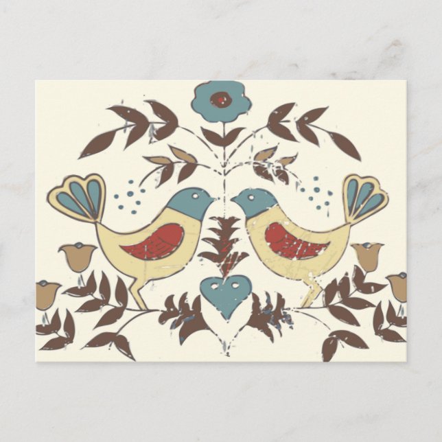 Postal Pennsylvania Dutch Amish Hex Rótulo Bird Americana (Anverso)