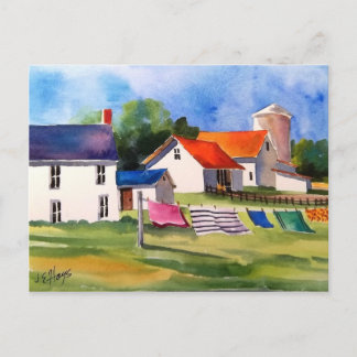 Postal Pennsylvania Farm & Washline Postcard