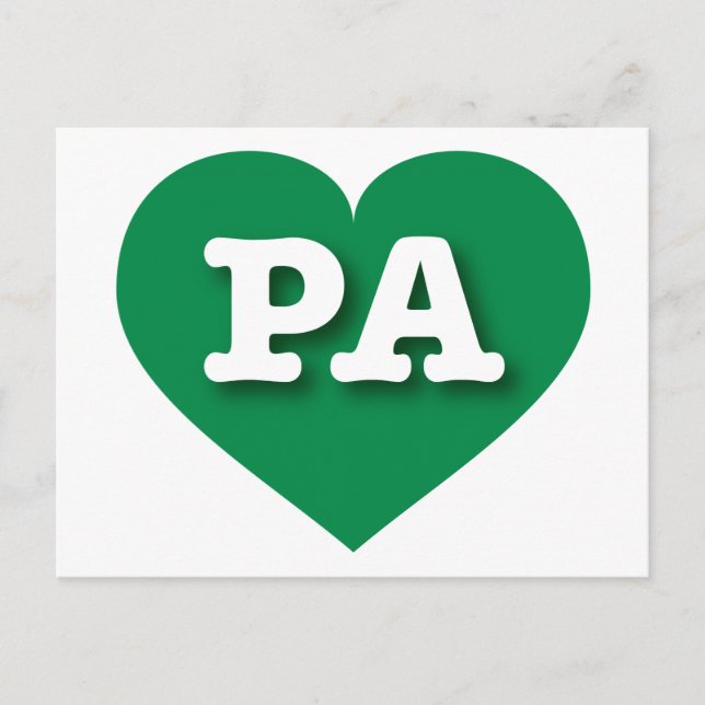 Postal Pennsylvania Green Heart - Me encanta PA (Anverso)