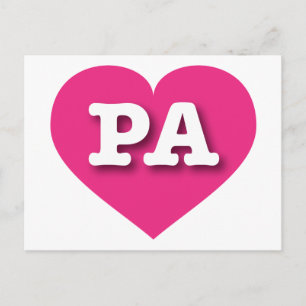 Postal Pennsylvania Hot Pink Heart - Me encanta PA