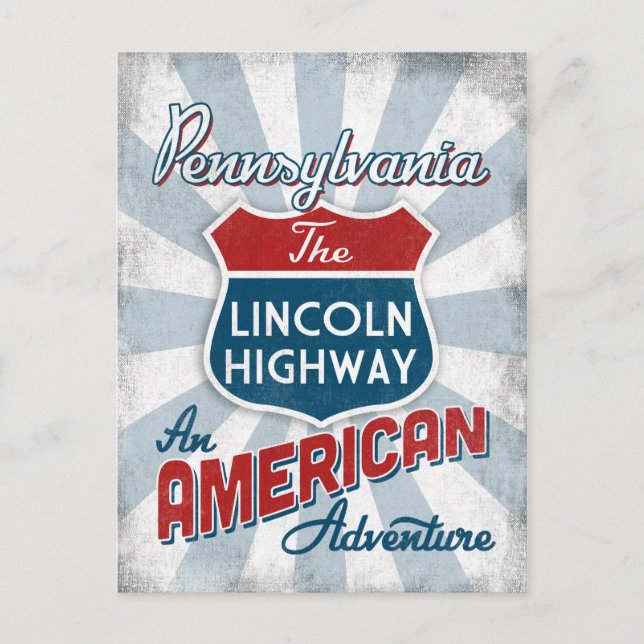 Postal Pennsylvania Lincoln Highway Vintage América (Anverso)