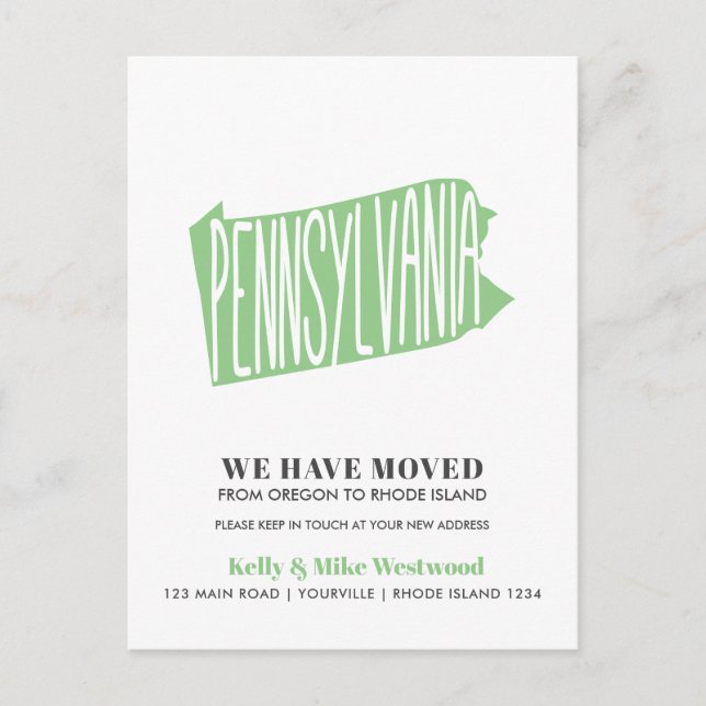 Postal PENNSYLVANIA Nos hemos mudado nueva dirección Nuev (Anverso)