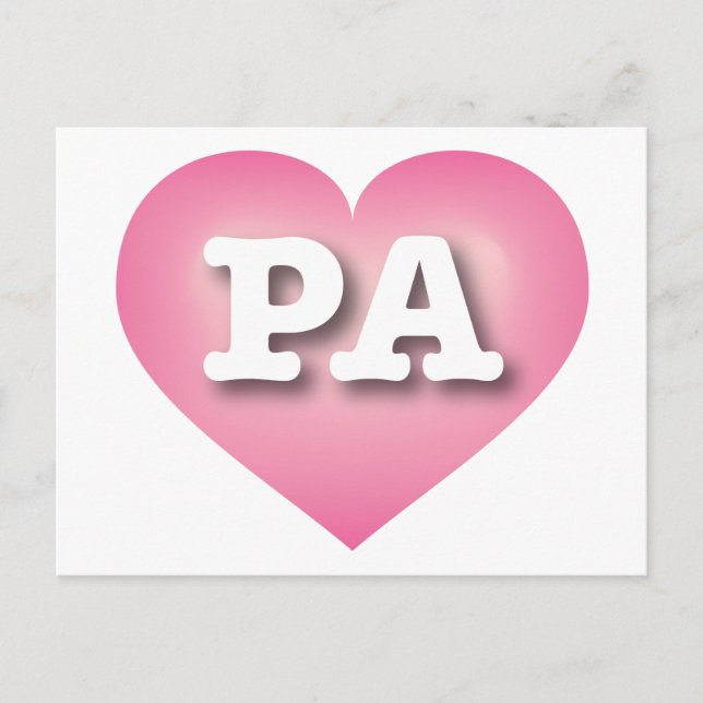 Postal Pennsylvania Pink Fade Heart - Me encanta PA (Anverso)