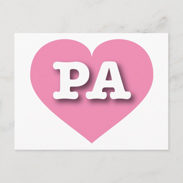 Postal Pennsylvania Pink Heart - Amo a PA (Anverso)