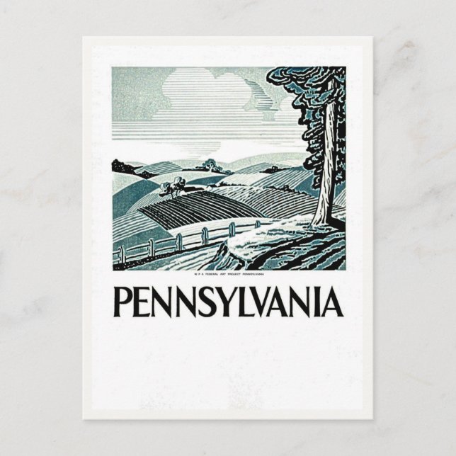 Postal Pennsylvania - Poster Vintage WPA - Granja y campo (Anverso)