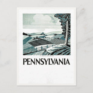 Postal Pennsylvania - Poster Vintage WPA - Granja y campo