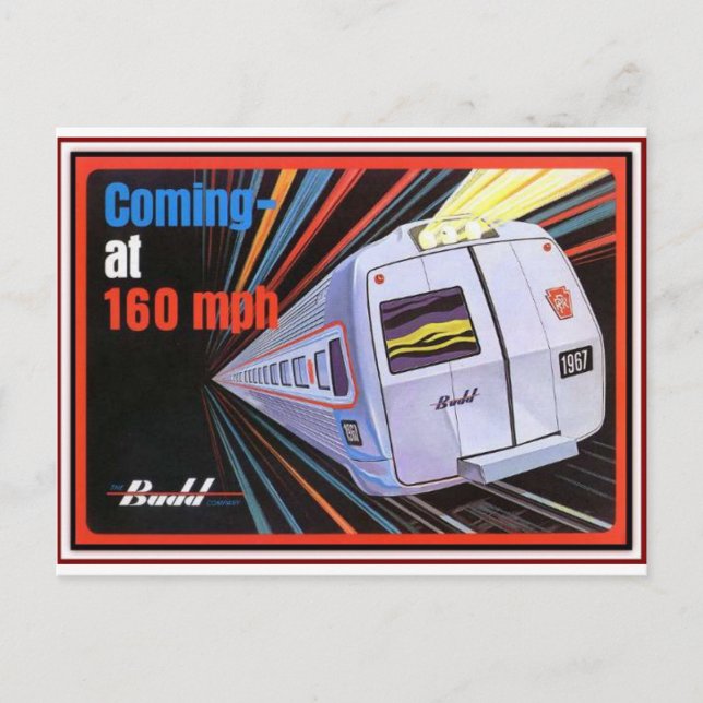 Postal Pennsylvania Railroad Metroliner 1967 Postcard (Anverso)