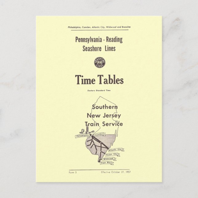 Postal Pennsylvania Reading Seashore Lines 1957 (Anverso)