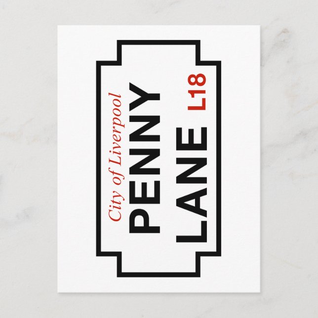 Postal Penny Lane, Rótulo de la calle, Liverpool, Reino U (Anverso)