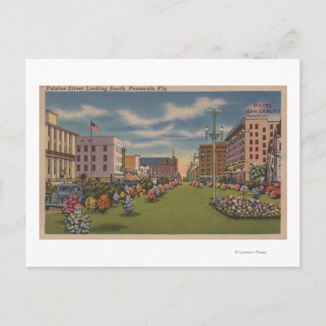 Postal Pensacola, FL - South View of Palafox (Anverso)