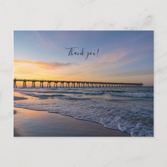 Postal Pensacola Pier Shoreline Sunrise Gracias Postcard (Anverso)
