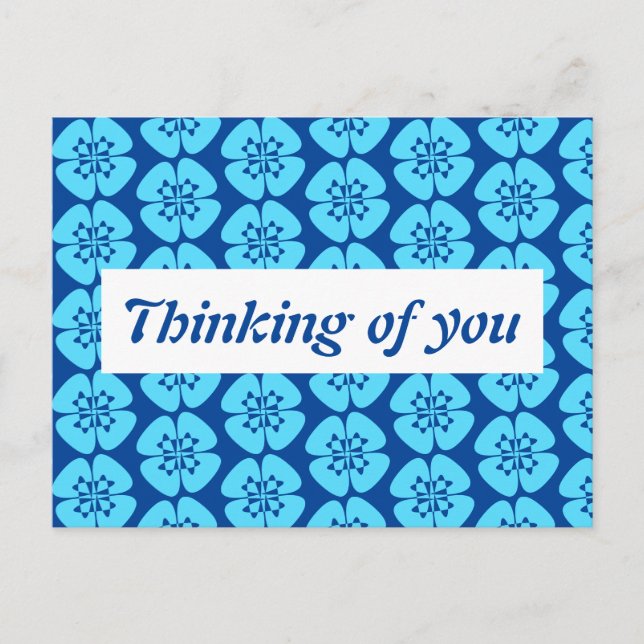 Postal Pensamiento floral azul y turquido de ti (Anverso)