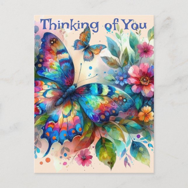 Postal Pensamiento personalizado de las mariposas (Anverso)