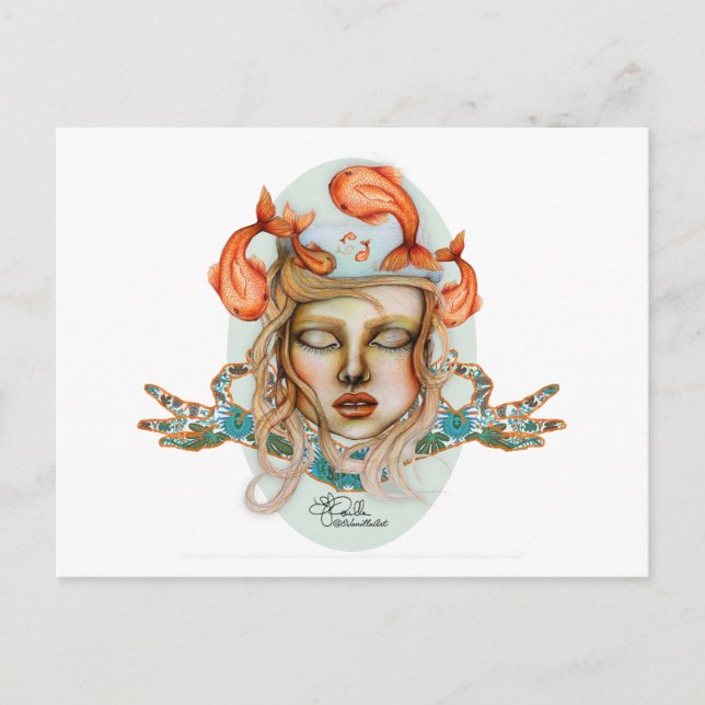 Postal _Pensamientos como peces_ (Anverso)