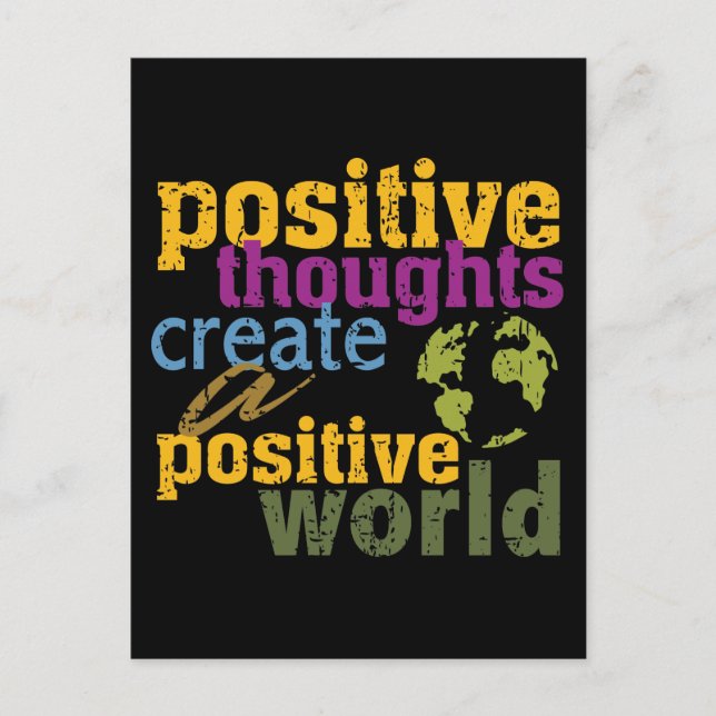 Postal Pensamientos positivos crean un mundo positivo (Anverso)