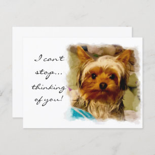 Postal Pensando en ti con amor Yorkie