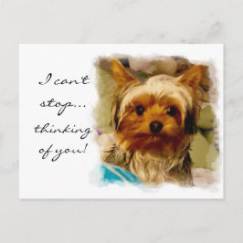 Postal Pensando en ti con amor Yorkie