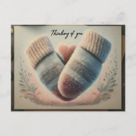 Postal "Pensando en ti con cálidos deseos y cuidado"