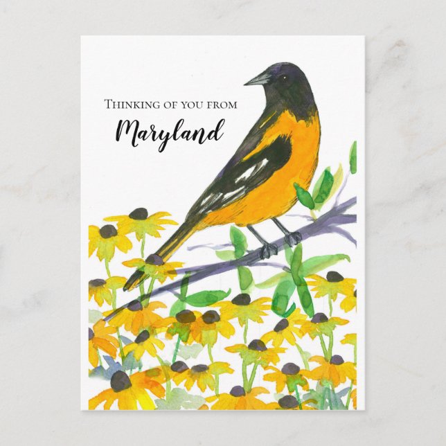 Postal Pensando en ti desde Maryland Baltimore Oriole (Anverso)