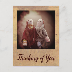 Postal Pensando en ti dos muñecas mordaza