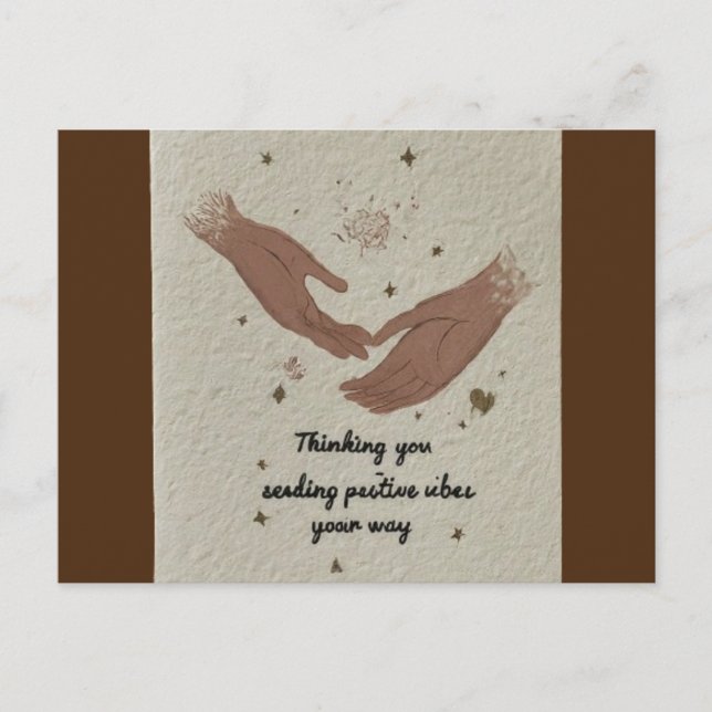 Postal "Pensando en ti: enviando vibraciones positivas a  (Anverso)