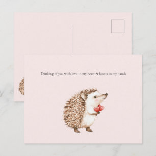 Postal Pensando en ti Hedgehog Hearts in Hands