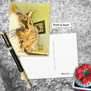 Postal Pensando en Ti Kitty Corazón Nariz Acuarela