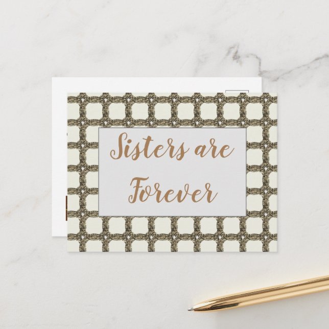 Postal Pensando en ti, la cadena de oro te ama a tu herma (Anverso/Reverso In Situ)