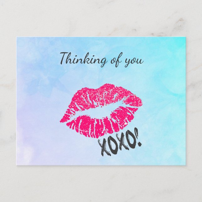 Postal Pensando en ti para besar labios (Anverso)