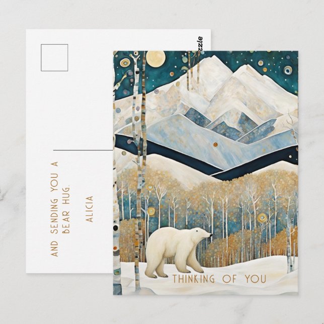 Postal Pensando en ti rústico personalizado (Anverso / Reverso)