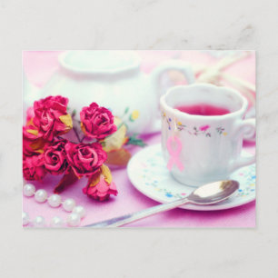 Postal Pensar en el té rosado